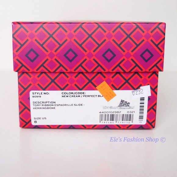 ** SOLD!!** NIB Tory Burch Logo Grosgrain Ribbon Woven Slide Cream US 8 - Picture 5 of 16